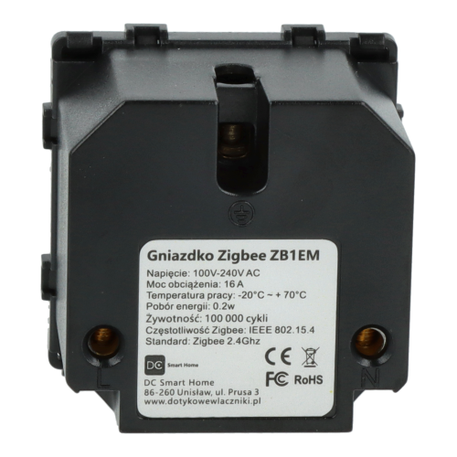 Moduł gniazda elektrycznego z bolcem 230V ZigBee 2.4GHz czarny