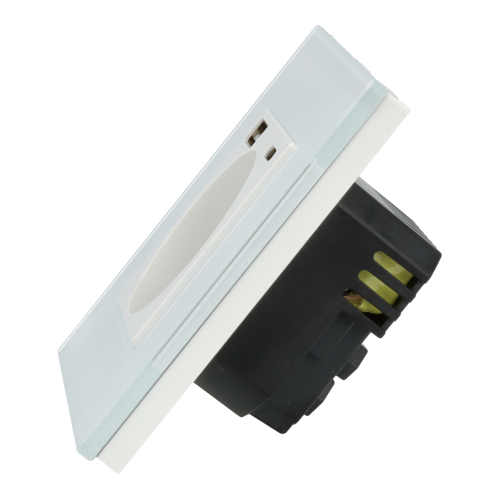 Gniazdo elektryczne pojedyncze z ładowarką USB A+C Białe z ramką szklaną
