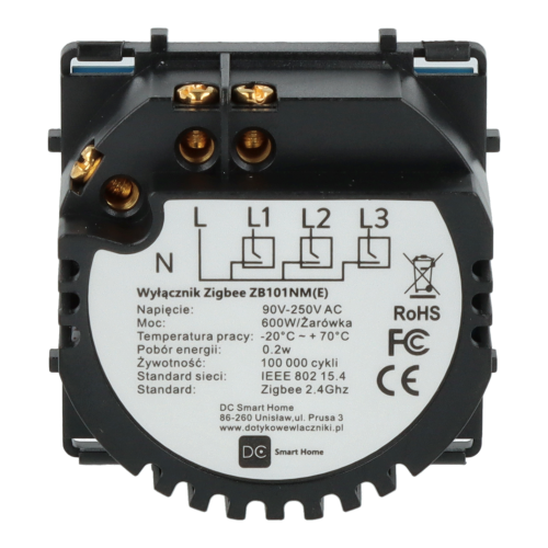 Moduł włącznika światła pojedynczy ZigBee 2.4GHz z N