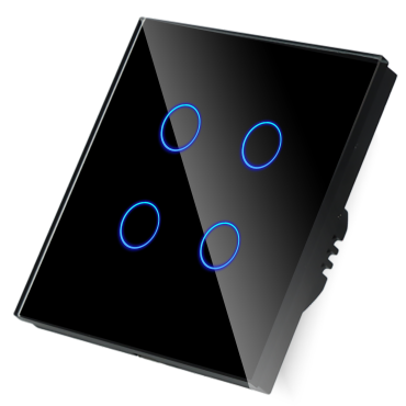 Włącznik dotykowy poczwórny Wi-Fi + BL Czarny z N