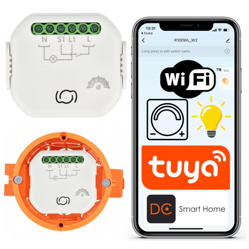 Przekaźnik/Włącznik dopuszkowy ściemniacz pojedynczy Wi-Fi
