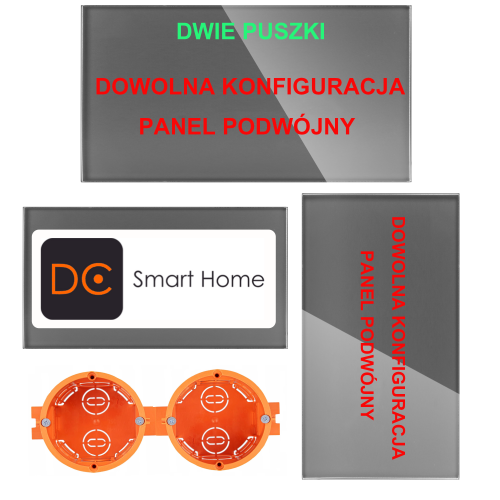 Panel Szklany Podwójny Na 2 Puszki 0G0G Szary DC Smart Home