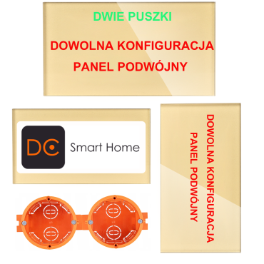 Panel Szklany Podwójny Na 2 Puszki 0G0G Złoty DC Smart Home