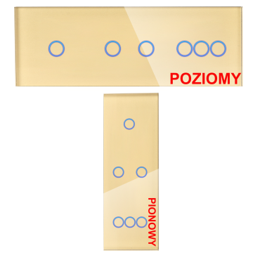 Panel Szklany Potrójny Na 3 Puszki 0G0G0G Złoty DC Smart Home