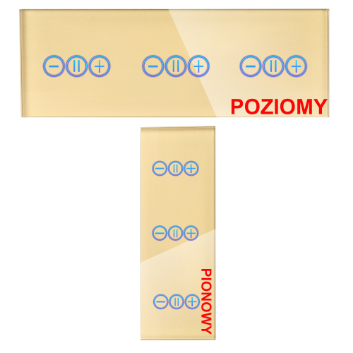 Panel Szklany Potrójny Na 3 Puszki 0G0G0G Złoty DC Smart Home