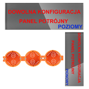 Panel Szklany Potrójny Na 3 Puszki 0G Szary DC Smart Home