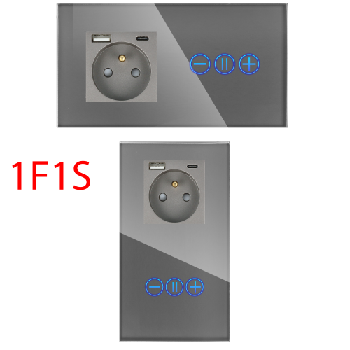 Panel Szklany Podwójny Na 2 Puszki 1F0G Szary DC Smart Home
