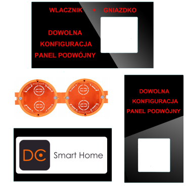 Panel Szklany Podwójny Na 2 Puszki 0G1F Czarny DC Smart Home