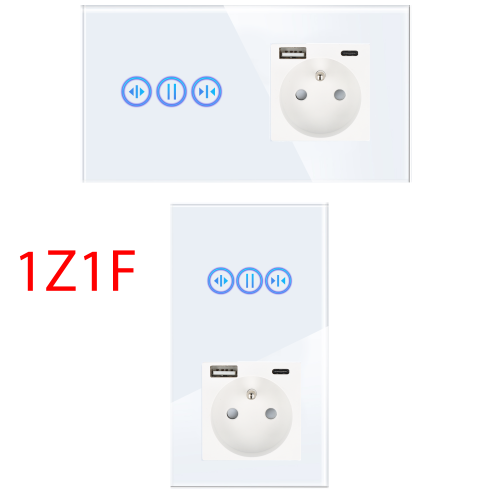 Panel Szklany Podwójny Na 2 Puszki 0G1F Biały DC Smart Home