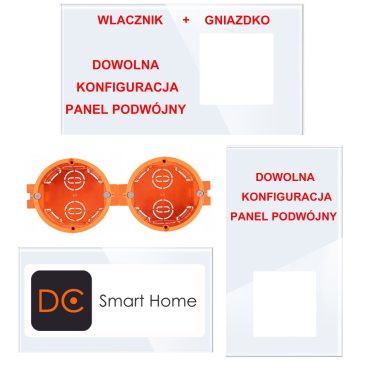 Panel Szklany Podwójny Na 2 Puszki 0G1F Biały DC Smart Home