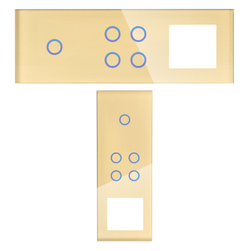 Panel Szklany Potrójny Na 3 Puszki 0G0G1F Złoty DC Smart Home
