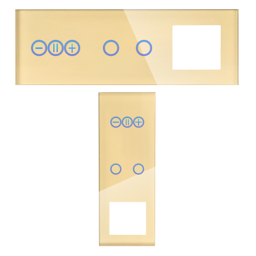 Panel Szklany Potrójny Na 3 Puszki 0G0G1F Złoty DC Smart Home