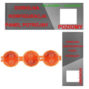 Panel Szklany Potrójny Na 3 Puszki 0G0G1F Szary DC Smart Home