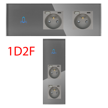 Panel Szklany Potrójny Na 3 Puszki 0G2F Szary DC Smart Home