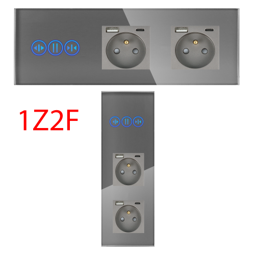 Panel Szklany Potrójny Na 3 Puszki 0G2F Szary DC Smart Home