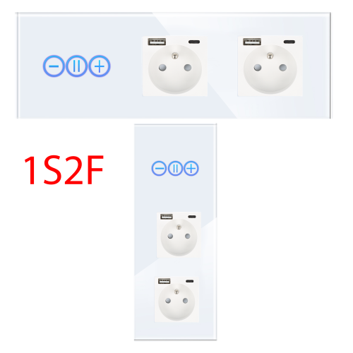 Panel Szklany Potrójny Na 3 Puszki 0G2F Biały DC Smart Home