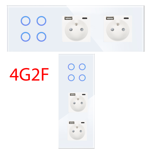 Panel Szklany Potrójny Na 3 Puszki 0G2F Biały DC Smart Home