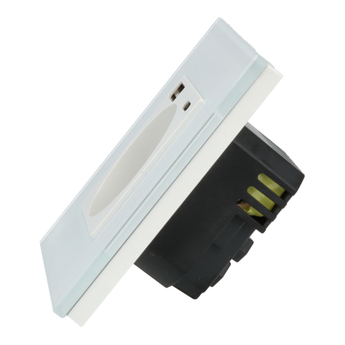 Gniazdo elektryczne pojedyncze z szybką ładowarką USB C+C Białe z ramką szklaną