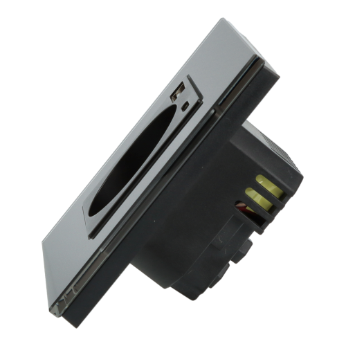 Gniazdo elektryczne pojedyncze z szybką ładowarką USB C+C Czarne z ramką szklaną