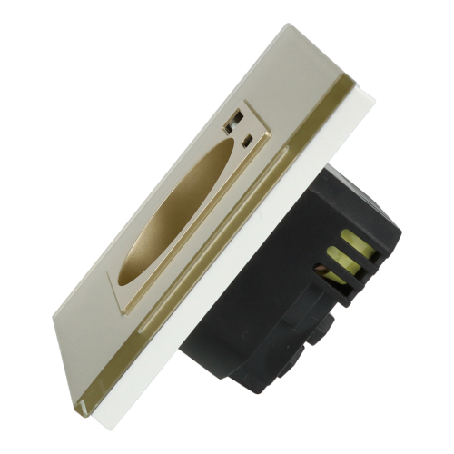 Gniazdo elektryczne pojedyncze z szybką ładowarką USB C+C 4A 20W Złote z ramką szklaną