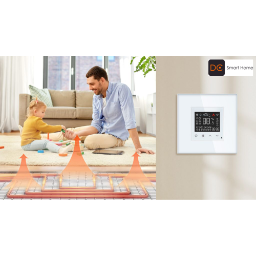 Termostat Ogrzewania Podłogowego WiFi 16A w Szklanej Ramce Biały