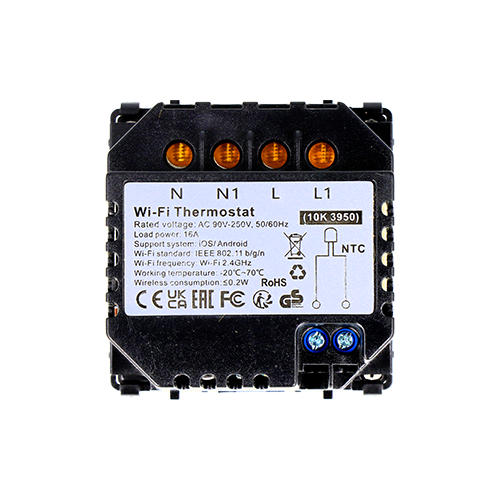 Termostat Ogrzewania Podłogowego WiFi 16A w Szklanej Ramce Czarny