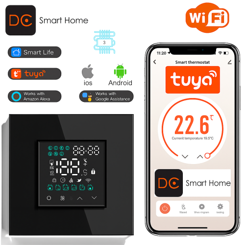 Moduł Termostat ogrzewania podłogowego wifi 16A Czarny