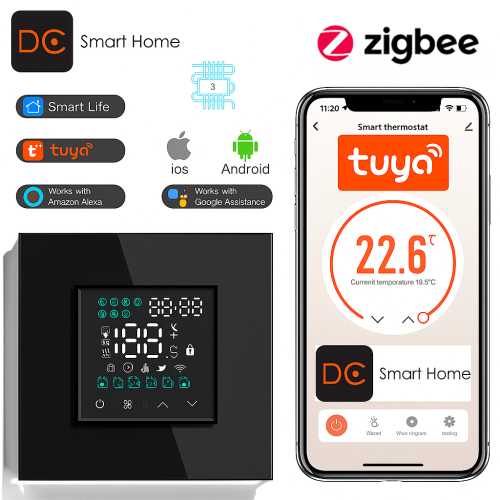 Moduł Termostat ogrzewania podłogowego ZigBee 16A Czarny