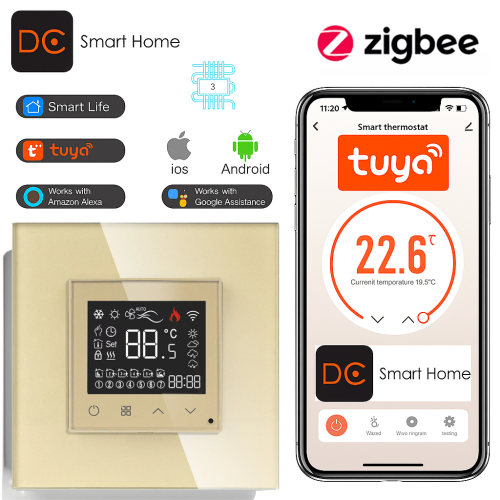 Moduł Termostat ogrzewania podłogowego ZigBee 16A Złoty