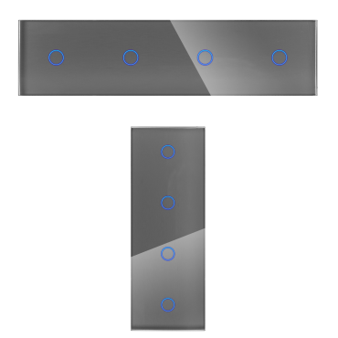 Panel Szklany Poczwórny Na 4 Puszki 1G1G1G1G Szary DC Smart Home