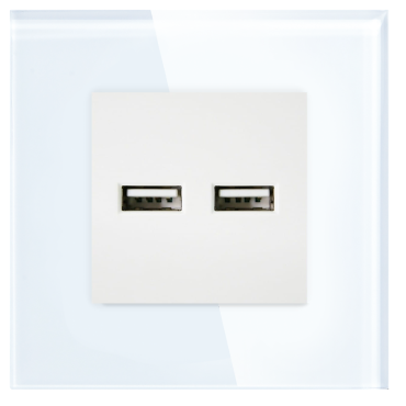 Gniazdo z Ładowarką 2xUSB 3.1A w Ramce Szklanej - Białe