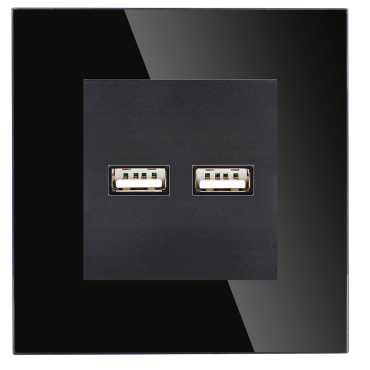 Gniazdo z Ładowarką 2xUSB 3.1A w Ramce Szklanej - Czarne