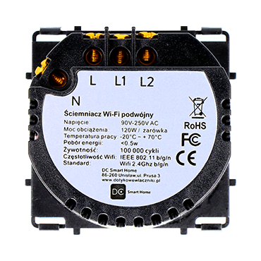 Moduł Ściemniacza Dotykowego Podwójny WiFi DC Smart Home