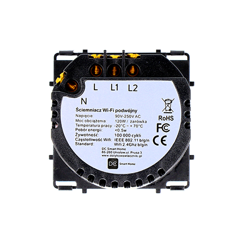 Moduł Ściemniacza Dotykowego Podwójny WiFi DC Smart Home