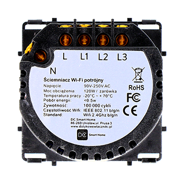 Moduł Ściemniacza Dotykowego Potrójny WiFi DC Smart Home