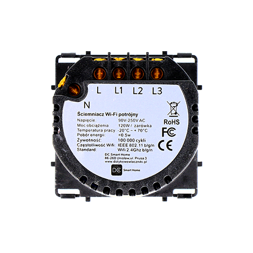 Moduł Ściemniacza Dotykowego Potrójny WiFi DC Smart Home