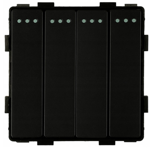 Moduł włącznik mechaniczny światła poczwórny czarny