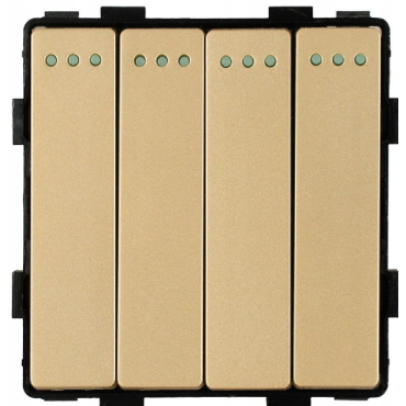 Moduł włącznik mechaniczny światła poczwórny schodowy złoty