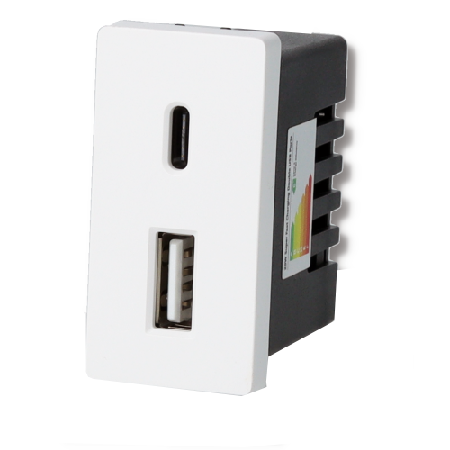 Moduł z szybką ładowarką USB A+C 20W 4A 230V DC SMART HOME biały