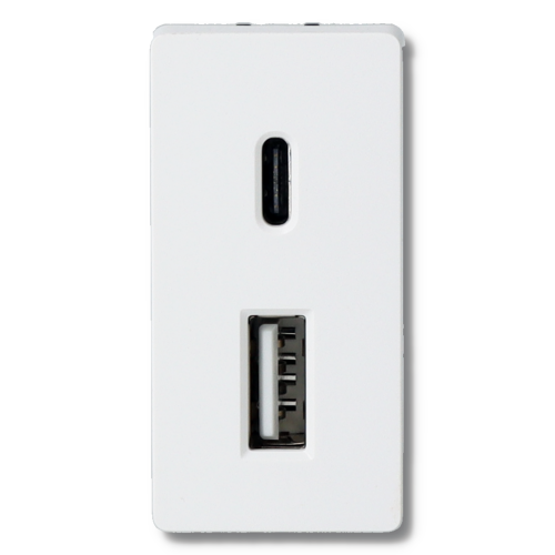 Moduł z szybką ładowarką USB A+C 20W 4A 230V DC SMART HOME biały