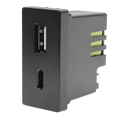 Moduł z szybką ładowarką USB A+C 20W 4A 230V DC SMART HOME czarny