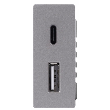 Moduł z szybką ładowarką USB A+C 20W 4A 230V DC SMART HOME szara