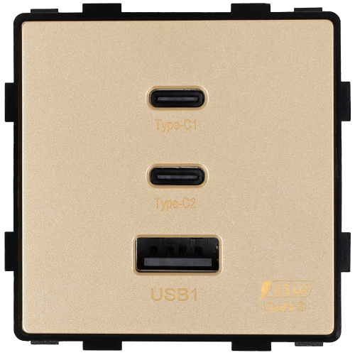 Moduł Ładowarka USB A + 2xC 65W Złota do Ramek DC Smart Home