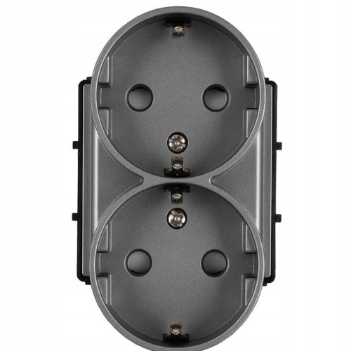 Moduł gniazda elektrycznego SCHUKO 230V podwójny szary