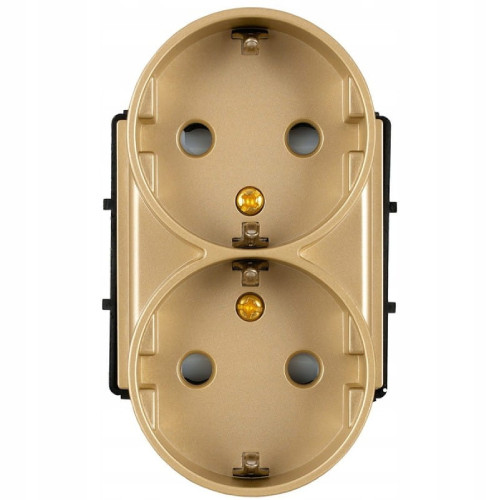 Moduł gniazda elektrycznego Schuko 230V podwójny złoty
