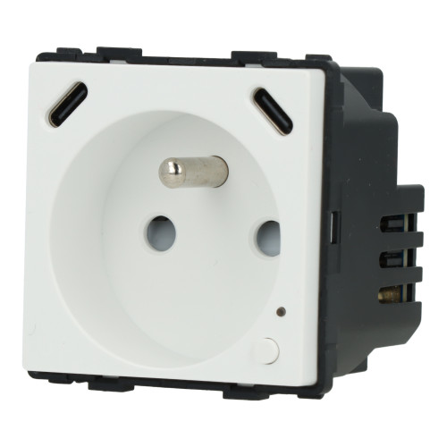 Moduł gniazda elektrycznego z szybką ładowarką USB A+C 20W 4A 230V pojedynczy białe