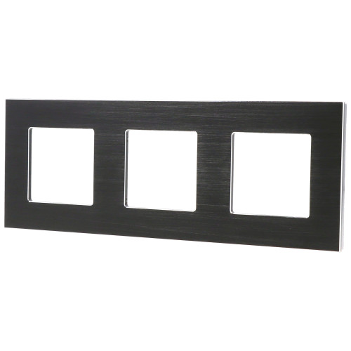 Ramka Aluminiowa Szczotkowana Potrójna 3F Czarna DC Smart Home