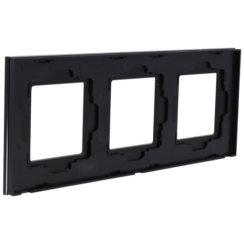 Ramka Aluminiowa Szczotkowana Potrójna 3F Czarna DC Smart Home