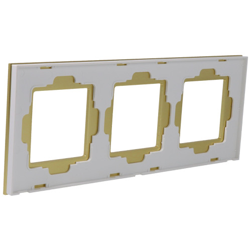 Ramka Aluminiowa Szczotkowana Potrójna 3F Złota DC Smart Home