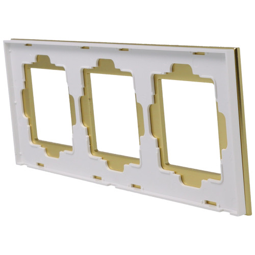 Ramka Aluminiowa Szczotkowana Potrójna 3F Złota DC Smart Home
